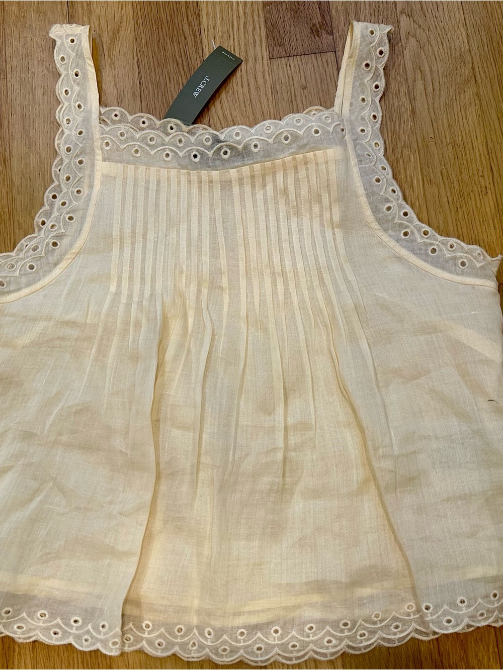 Lot Of 2 J. Crew Tanks Scallop-trim Tank Top In Ramie NWT White And Pale Yellow - Picture 6 of 10